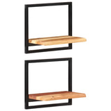 Wall Shelves 2 pcs 40x24x35 cm Solid Wood Acacia and Steel 338460