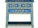 Sideboard with Drawers Solid Mango Wood Turquoise Hand Painted 244840