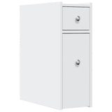 Narrow Bathroom Cupboard with Wheels White Engineered Wood 855286