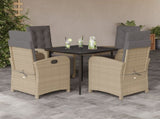 5 Piece Garden Dining Set with Cushions Beige Poly Rattan 3212585