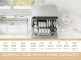 Tabletop Dishwasher, Mini Countertop Dishwasher with 4 Place Settings, 6 Programs, 6L Water Tank, T3398P343497