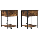 Bedside Cabinet with Drawer 2 pcs Smoked Oak 42 x 41 x 56 cm 859425