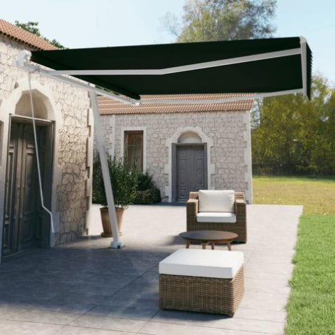 ZNTS Freestanding Manual Retractable Awning 400x350 cm Anthracite 3069619
