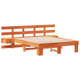 Bed Frame with Headboard Brown 140 x 190 cm Solid Pine Wood 3385696