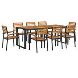 9 Piece Garden Dining Set Solid Wood Acacia and Metal 3155413