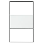 Walk-in Shower Wall 115x195 cm Half Frosted ESG Glass Black 151875