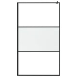 Walk-in Shower Wall 115x195 cm Half Frosted ESG Glass Black 151875
