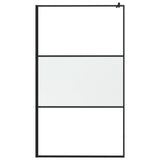 Walk-in Shower Wall with Shelf Black 115x195 cm ESG Glass&Aluminium 3185482
