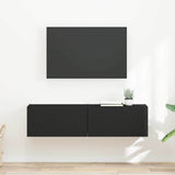 TV Wall Cabinet 2 pcs Black Engineered Wood 892192