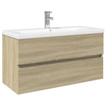 ZNTS 2 Piece Bathroom Furniture Set Ceramic and Engineered Wood 3307664