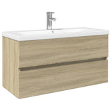 ZNTS 2 Piece Bathroom Furniture Set Ceramic and Engineered Wood 3307664