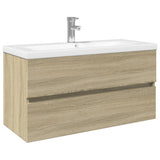 2 Piece Bathroom Furniture Set Ceramic and Engineered Wood 3307664