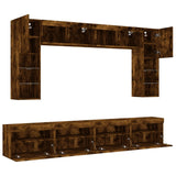 8 Piece TV Wall Cabinet Set with LED Lights Smoked Oak 3216768