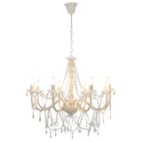 281604 Chandelier with Beads White 8 x E14 Bulbs