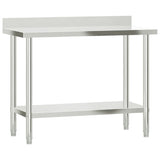 Kitchen Work Table with Backsplash 110x55x93 cm Stainless Steel 376466