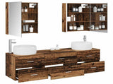 Bathroom Furniture Set 5 pcs Old Wood Engineered Wood and Glass 3407013