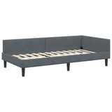 Corner Bed Frame with Headboard Dark Grey 90 cm x 200 cm Velvet 42016155