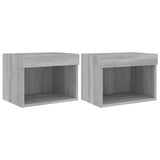 Bedside Cabinets with LED Lights Wall-mounted 2 pcs Grey Sonoma 837124