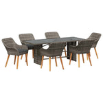 Garden Dining Set with Cushion 7 pcs Grey Poly Rattan 3261625