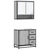 ZNTS 2 Piece Bathroom Furniture Set Grey Sonoma Engineered Wood 3300928