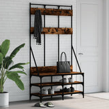 Clothes Rack with Shoe Storage Smoked Oak 100x40x184 cm 837839