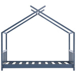 ZNTS Kids Bed Frame Grey Solid Pine Wood 70x140 cm 283370