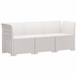 3-Seater Garden Sofa Rattan Look PP White 3443816