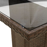 Garden Table with Glass Top Brown 190x80x74 cm Poly Rattan 365305