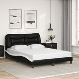 Bed Frame with LED without Mattress "Hvar" Black and White 140x190 cm 3213932