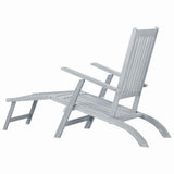 Sun Lounger Grey Wash Acacia Hardwood Full-Length Foldable 45957