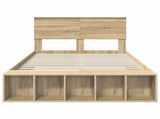 Bed Frame with Shelf Sonoma Oak 120 x 200 cm Engineered Wood 3408391