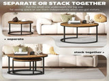 Set of Two Wood-Effect Stacking Tables - Rustic Brown T3398P423512