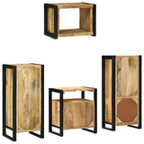 Bathroom Furniture Set 4 pcs Brown and Black Solid Mango Wood 3305668