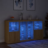 Sideboard with LED Lights Sonoma Oak 202x37x100 cm 3209186