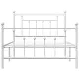 Metal Bed Frame without Mattress with Footboard White 107x203cm 353600
