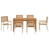 Garden Dining Set 7 pcs Beige Solid Acacia Wood 3365522