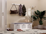 Shoe Storage Bench with 3 Drawers & Removable Grey Seat Cushion Hallway Organisation furniture T3398P329510