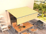 Manual Retractable Awning with Blind 3x2.5m Yellow&White 3069378