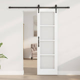 Sliding Door White 61 x 198.5 cm Solid Pine Wood and Glass 3332322