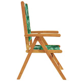 Reclining Garden Chairs 6 pcs Green Fabric and Solid Wood 3214551