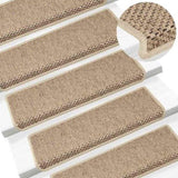 Stair Mats Self-adhesive Sisal-Look 15 pcs 65x21x4 cm Sand 326891