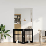 Dog Gate with Stands 2 pcs Black Oak 80 x 80 cm Engineered Wood 892073