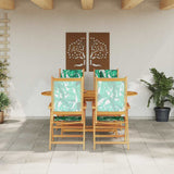 Garden Dining Set Folding 5 pcs Leaf Pattern Solid Acacia Wood 3375750