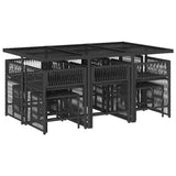 11 Piece Garden Dining Set with Cushions Black Poly Rattan 3211687