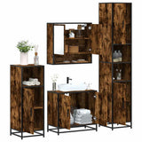 4 Piece Bathroom Furniture Set Smoked Oak Engineered Wood 3301217
