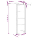 Sliding Door ORKDAL White 78 x 211 cm Solid Pine Wood and Glass 3332050