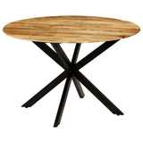 Dining Table Solid Rough Mango Wood and Steel 120x77 cm 246013