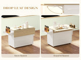 Rolling Kitchen Island with Drop Leaf, Kitchen Storage Cart with Drawer, Spice Rack and Towel Rack, T3398P378828