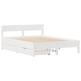 ZNTS Bed Frame without Mattress White 135x190 cm Double Solid Wood Pine 3301765