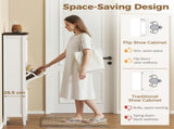 Shoe Cabinet with 3 Flip Drawers, Farmhouse Narrow Shoe Storage Cabinet with Adjustable Shelves, T3398P552568